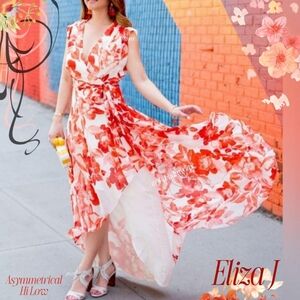 Floral Watercolor Splash  Asymmetrical Hi-Lo Dress Summer Spring Sleeveless